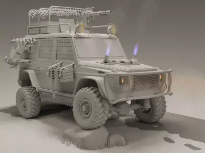 Military 4X4 Low-poly 3D model