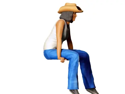 N1 Woman sitting on the back of pickup truck 3D print model