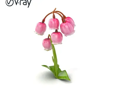 Pink Lily of the Valley Flower Model Pack Low-poly 3D model