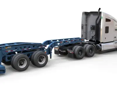 Kenworth T680 lowboy semitruck Low-poly 3D model