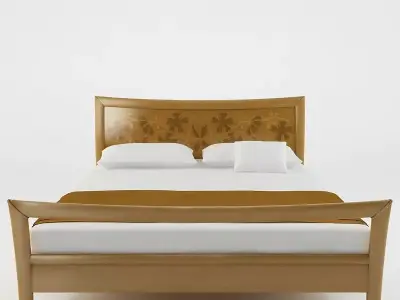 Bed with Intarsia Panel - Grenat 3D model