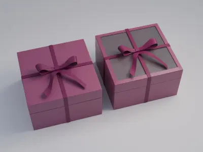Gift Box Square shape with Ribbon Low-poly 3D model