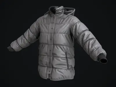 Gray winter jacket Low-poly 3D model