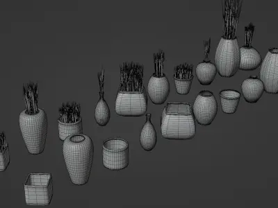 Hammered Copper Pots Collection Low-poly 3D model