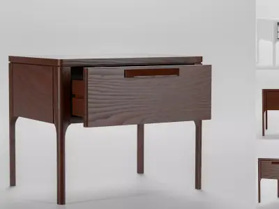 Dark brown wood bedside table Low-poly 3D model