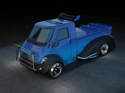 Little truck classic car design  Low-poly 3D model