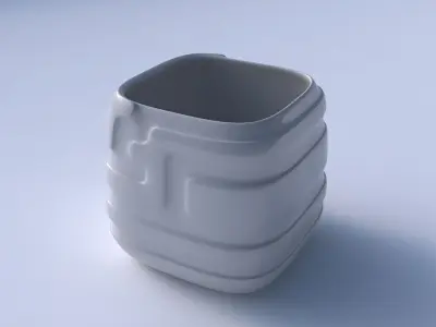 Vase quadratic stumpy with smooth ribbons 3D print model