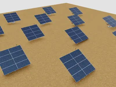 48 kW Solar Tracker Pole-2x4 Panel Layout-SOLAR-SIM V01 Low-poly 3D model
