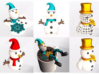 Christmas Snowman 3D Printable Collection Decor and Gift Models 3D print model