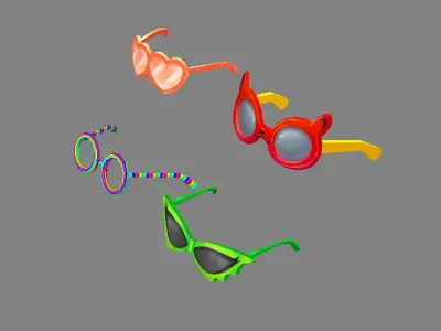 Cartoon glasses for ladies Low-poly 3D model