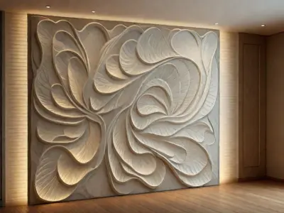 modern panel wall decor set relief stl mural CNC 165 3D model