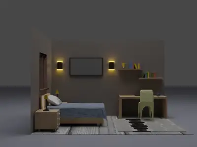 Basic Room  Free low-poly 3D model