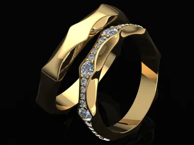 Infinito wedding band gold platinum rings 3D print model
