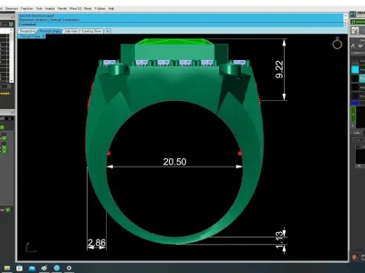 Luxury Emerald Lion Side Men Ring  3373 3D print model