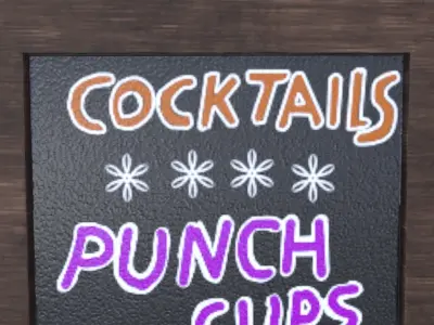 Beach Bar Menu Sign   Free low-poly 3D model