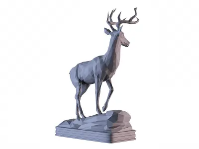 Deer LowPoly statue 3D print model