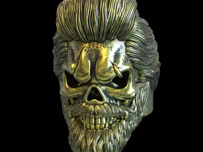 Skull ring jewelry with beard vol1 jewelry 3D print model