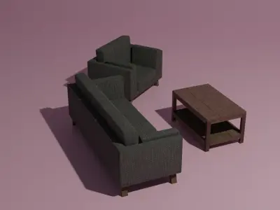 Couch sofa coffee table set 3D model