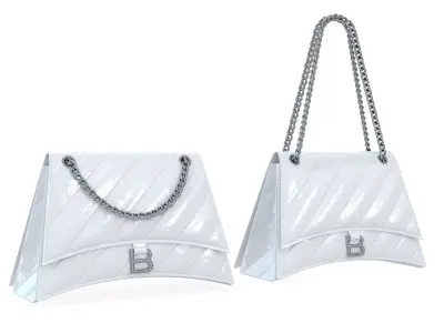 Balenciaga Crush Medium Chain Bag Quilted White Low-poly 3D model