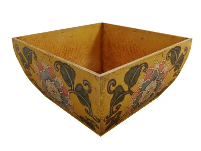 Low Poly Yellow Chinese Fruitbowl  Low-poly 3D model