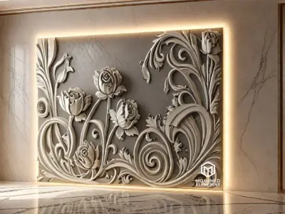 decor set wall panel wall relief mural CNC 35 3D model