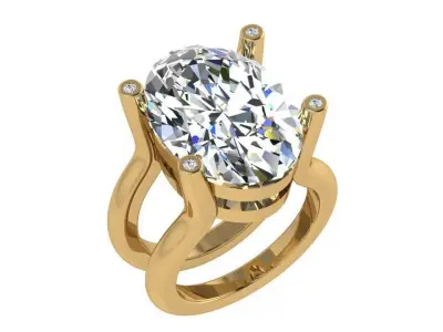 Oval Solitaire Ring 4557 3D print model