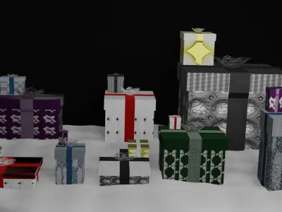 Box Gifts Free low-poly 3D model