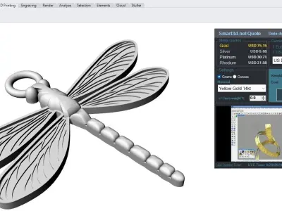 Dragonfly Pendant Jewelry Gold 3D print model