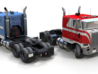 Peterbilt 362 dropdeck trailer Low-poly 3D model