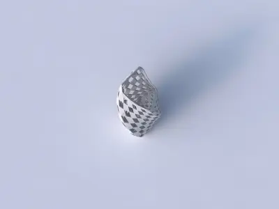 Vase twisted bent quadratic with checker grid lattice 3D print model