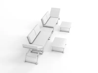 Foldable Garden Chair Table Set Low-poly 3D model