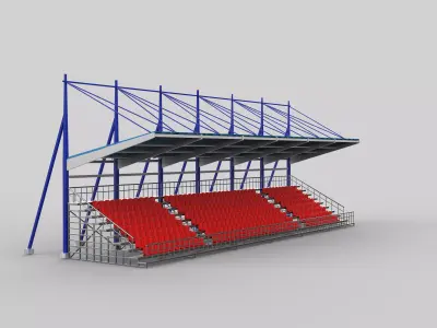 Stadium seating tribune 02 3D model