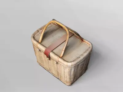 Realistic Wicker Picnic Basket 3D Model 3D model