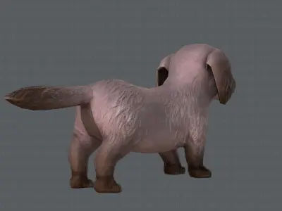 Dog base cartoonV02 Low-poly 3D model