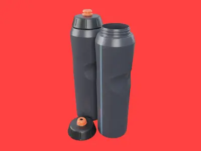 Black Water Bottle Low-poly 3D model