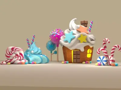 3d sweet cake house icecream sugar cute lovely  3D model