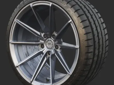 Rim WheelForce CF3-FF R Tire Michelin Pilot Sport 4 Low-poly 3D model