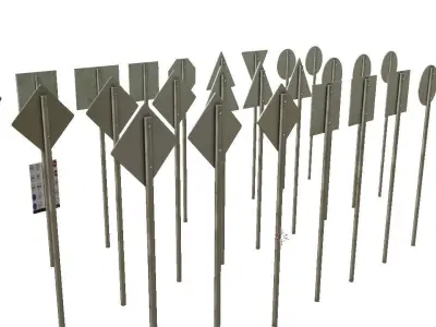 pbr Game ready traffic road signs Low-poly 3D model