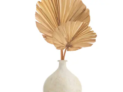 Floral bouquet of dry palm leaves in a vase 133 3D model
