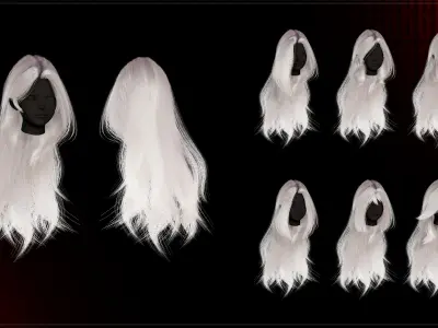 Female Hair Collection 06 - Game Ready Low-poly 3D model