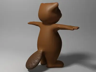 Cartoon beaver rigged Low-poly 3D model
