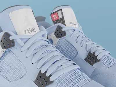 Nike Air Jordan 4 University Blue Shoe Low-poly 3D model