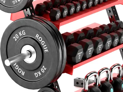 Gym-Tools-Fitness-Body-Building-set-12 gym rack with weights ... 3D model
