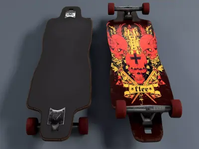 Longboard PBR Lov-poly 3Dmodel Low-poly 3D model