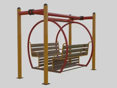 Playground Metal Porch Circular - Rounded Seat Swings - 01 3D model