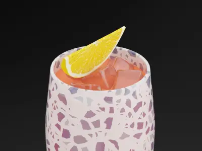 Red Lemon Cocktail Low-poly 3D model