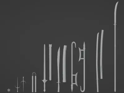 Chinese weapons asset pack Free low-poly 3D model