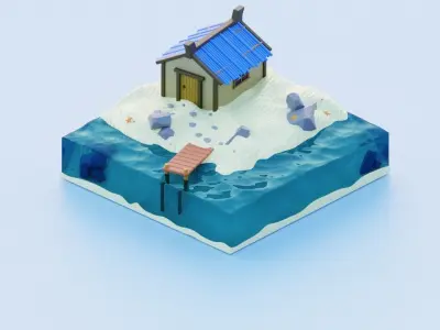 Island house on Free 3D model