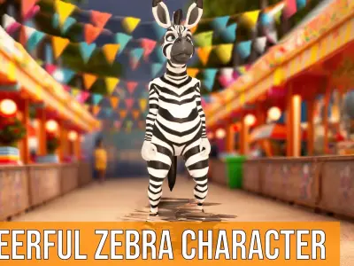 Cheerful Zebra Character model pack Low-poly 3D model