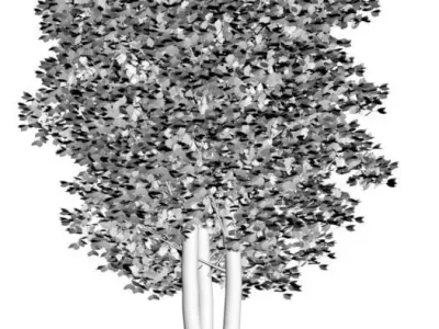 Tree in round steel pot 3D model